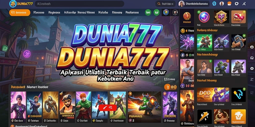 Tampilan utama <strong>DUNIA777</strong> dengan fitur utilitas yang canggih.