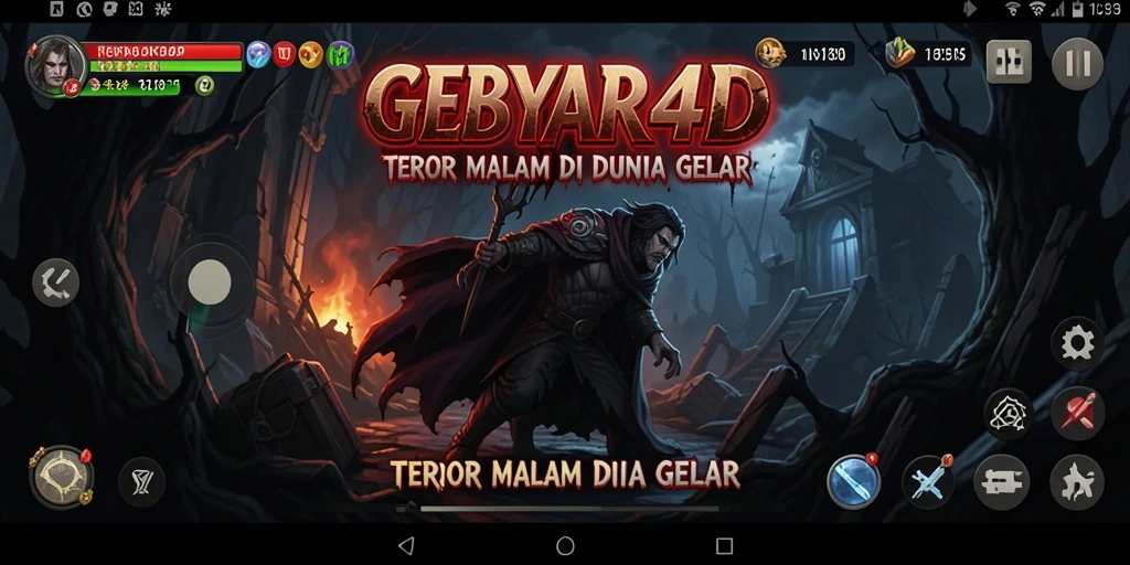 Tangkapan layar utama GEBYAR4D menampilkan suasana mencekam saat gameplay.