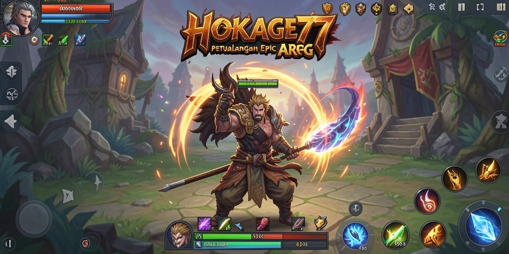 Screenshot HOKAGE77 menampilkan aksi pertempuran mendebarkan dalam dunia fantasi.