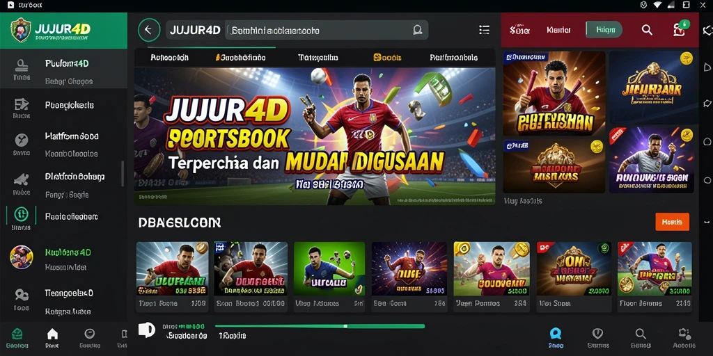 Tampilan gameplay JUJUR4D di aplikasi Sportsbook.