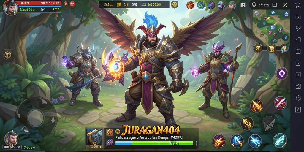 Menampilkan gameplay seru dalam dunia MMORPG JURAGAN404.