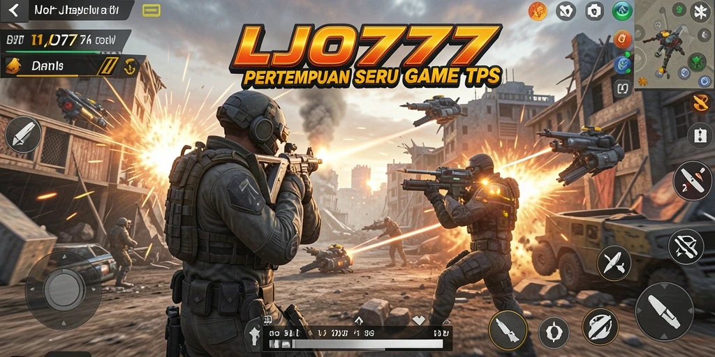 Screenshot gameplay LJO777 menampilkan aksi menegangkan dalam pertempuran TPS.