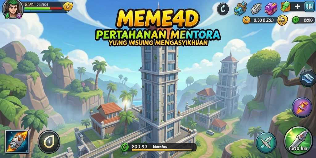 Tampilan gameplay <strong>Tower Defense</strong> yang seru dan strategis di MEME4D.