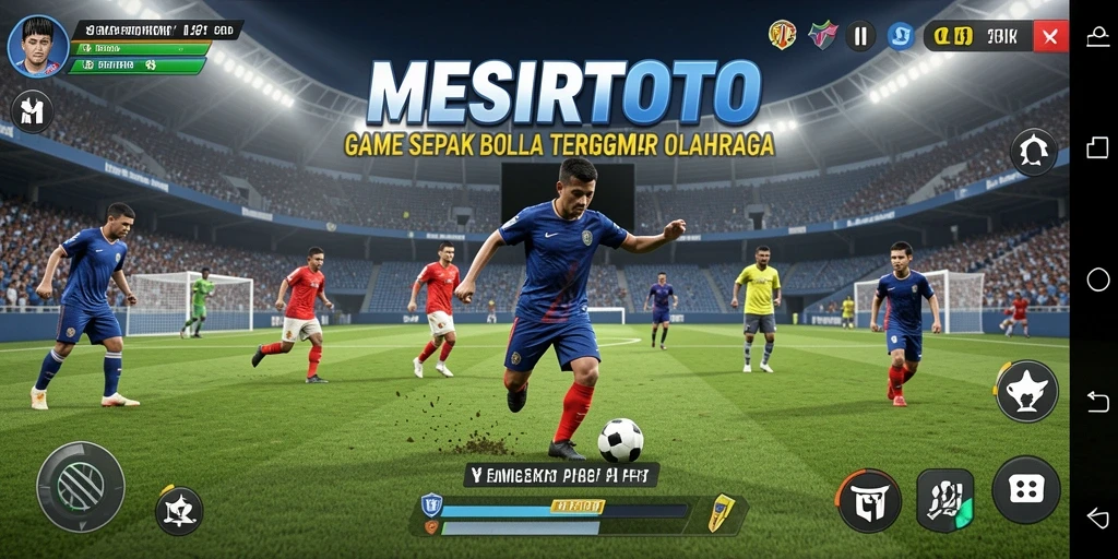Screenshot gameplay MESIRTOTO dengan aksi sepak bola yang mendebarkan.