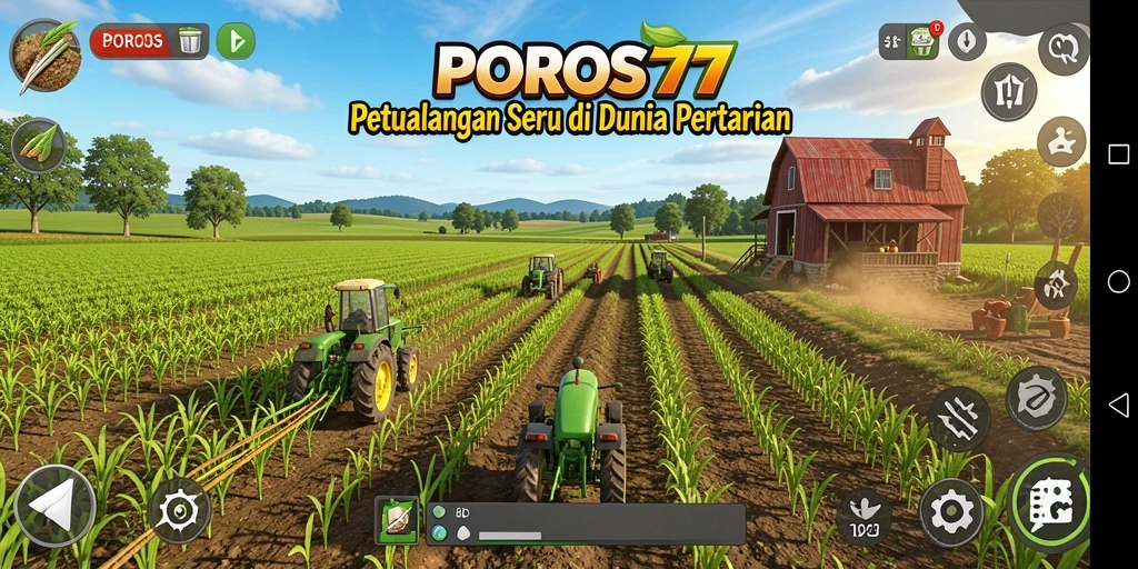 Tampilan seru dari gameplay pertanian di POROS77.
