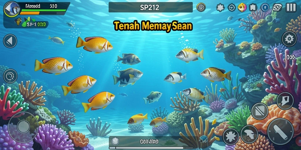 Tampilan screenshot SP212 menampilkan aksi menembak ikan yang seru.
