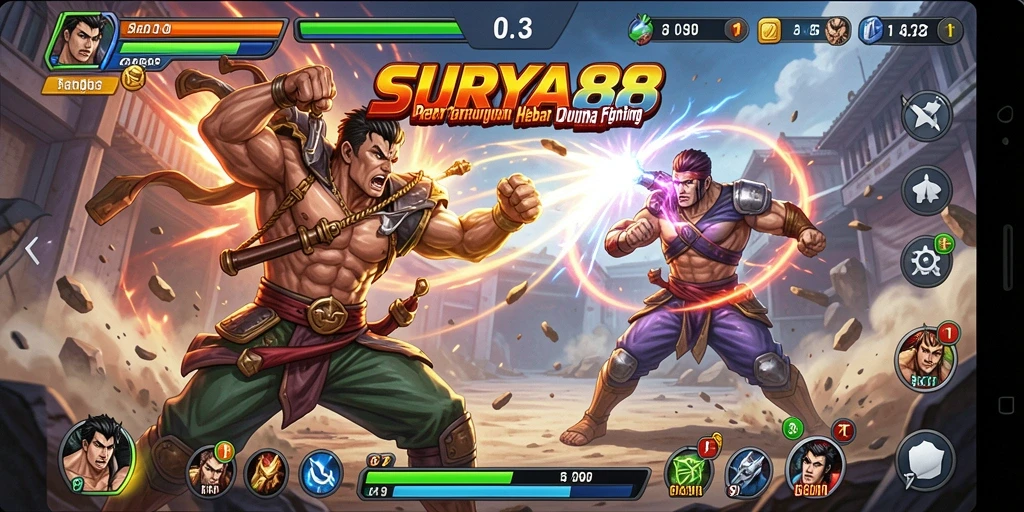Tampilan gameplay seru dari SURYA88 menunjukkan pertarungan yang intens.