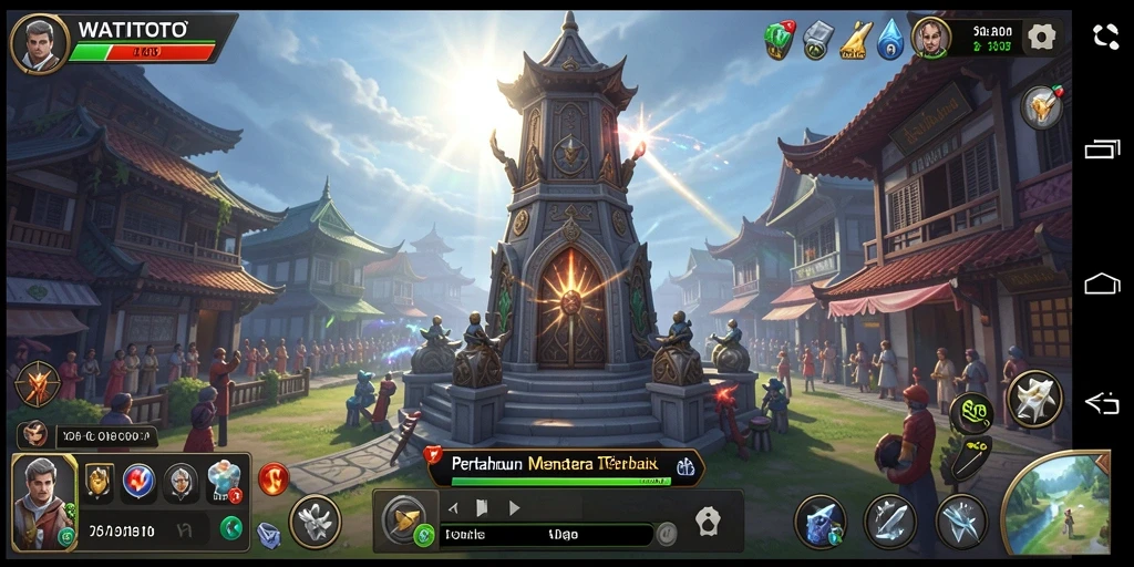 Tampilan gameplay menara dan strategi di WATITOTO.